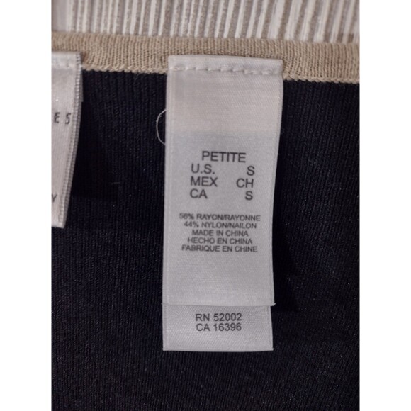 Emma James Petite Small Black Blouse Tan Outline Old Money Free Shipping! - Picture 5 of 10